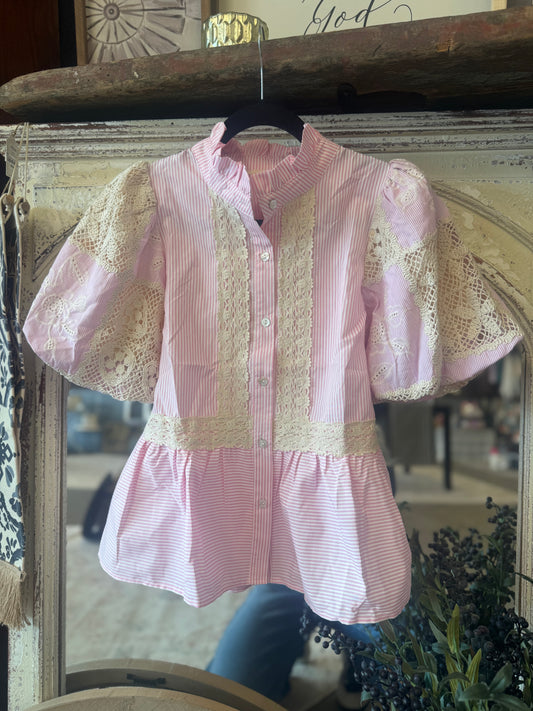 Pink Lace Blouse